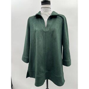 Tuckernuck Womens Size XL Faux Suede V-Neck Green Tunic Top